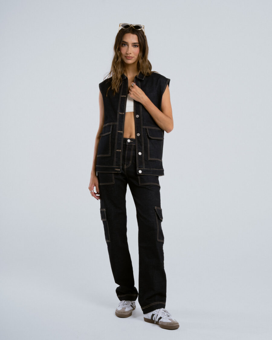 RAW CARGO DENIM WITH CONTRAST THREADS - Image 4