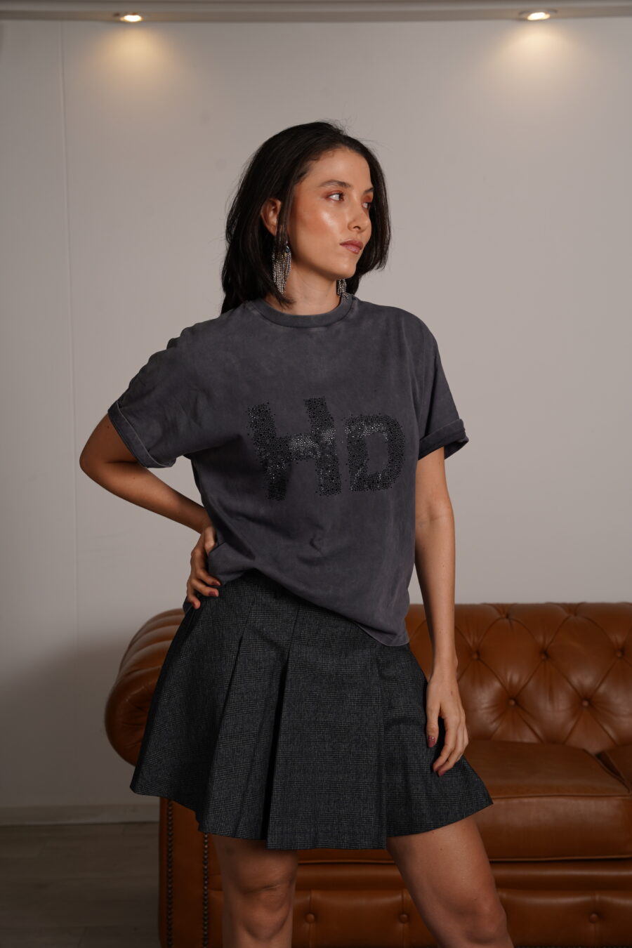BOX-FIT T-SHIRT WITH FRONT RHINESTONES - Image 2