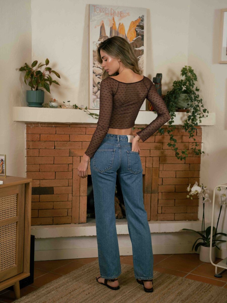 STRAIGHT JEAN WITH RHINESTONE STARBURST DETAIL - Image 3
