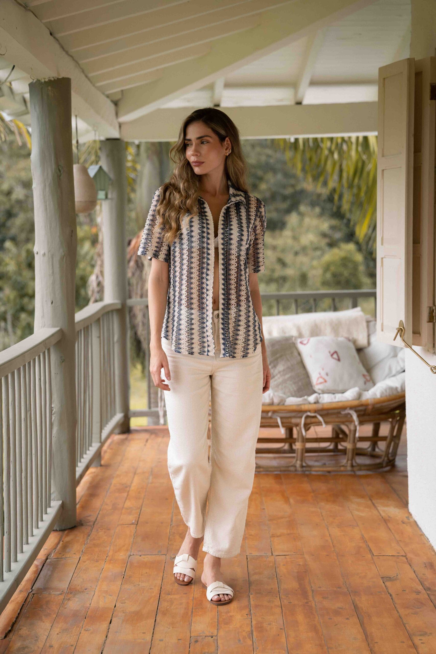 OVERSIZED KNIT CARIDIGAN WITH STRIPES - Image 2