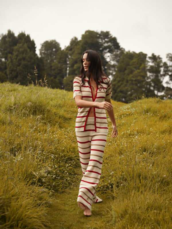 KNIT PANTS WITH CONTRAST STRIPES