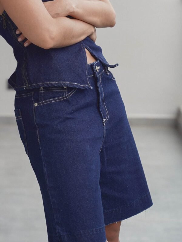 DARK BLUE CONTRAST STITCH JORTS