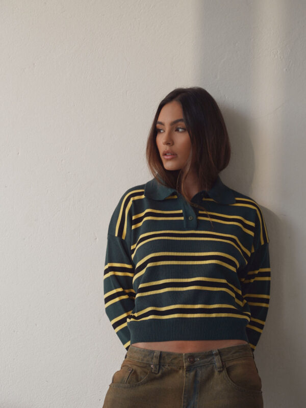 CROPPED MULTI-STRIPE KNIT TOP