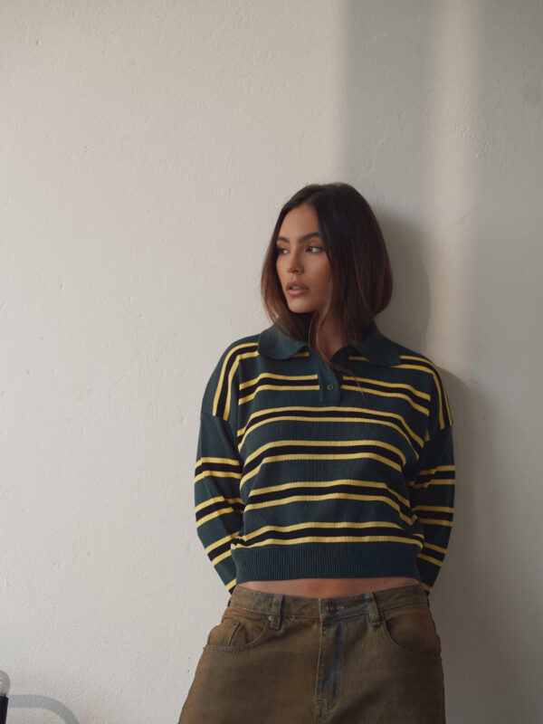 CROPPED MULTI-STRIPE KNIT TOP