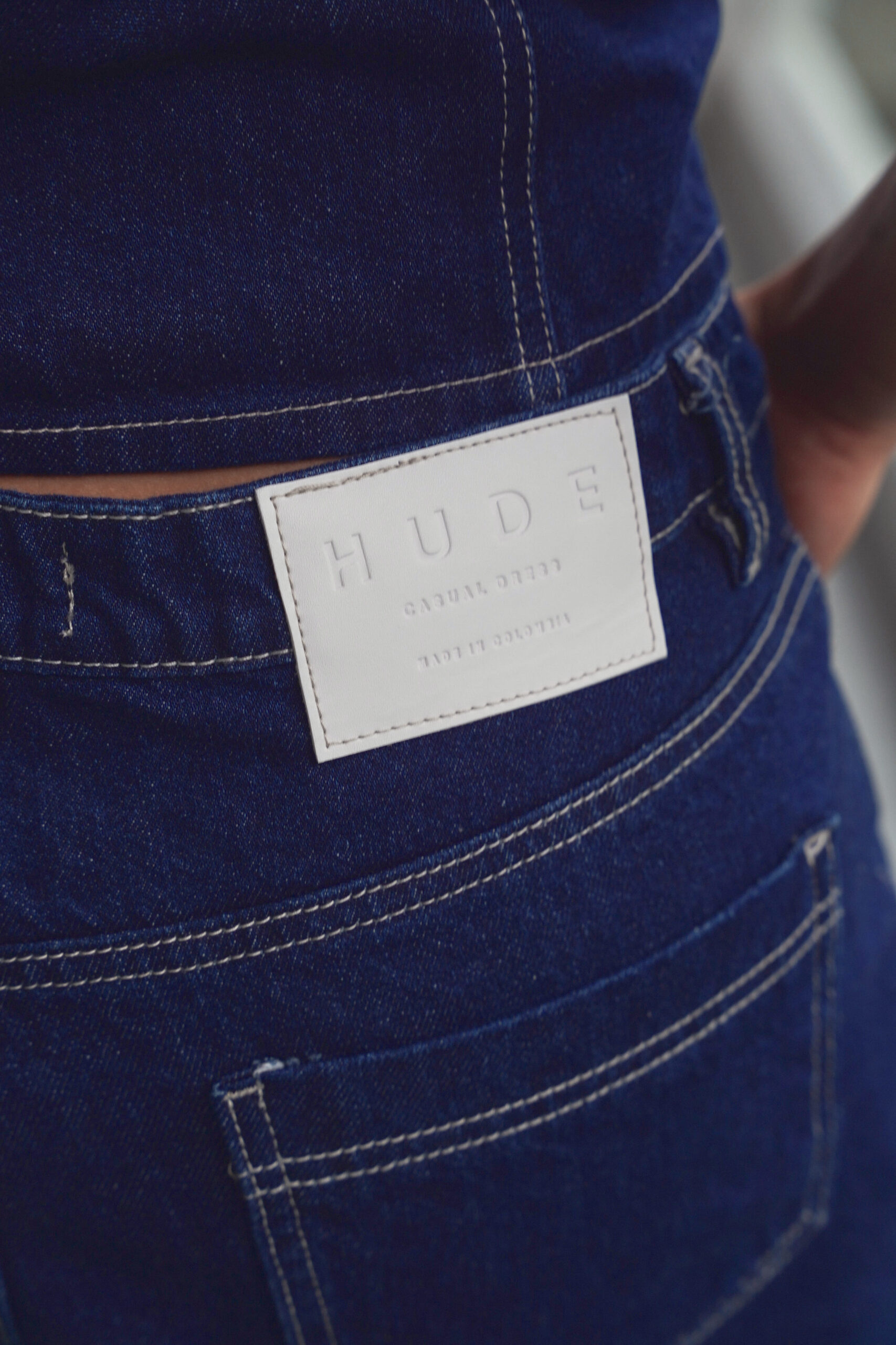 DARK BLUE CONTRAST STITCH JORTS - Image 3