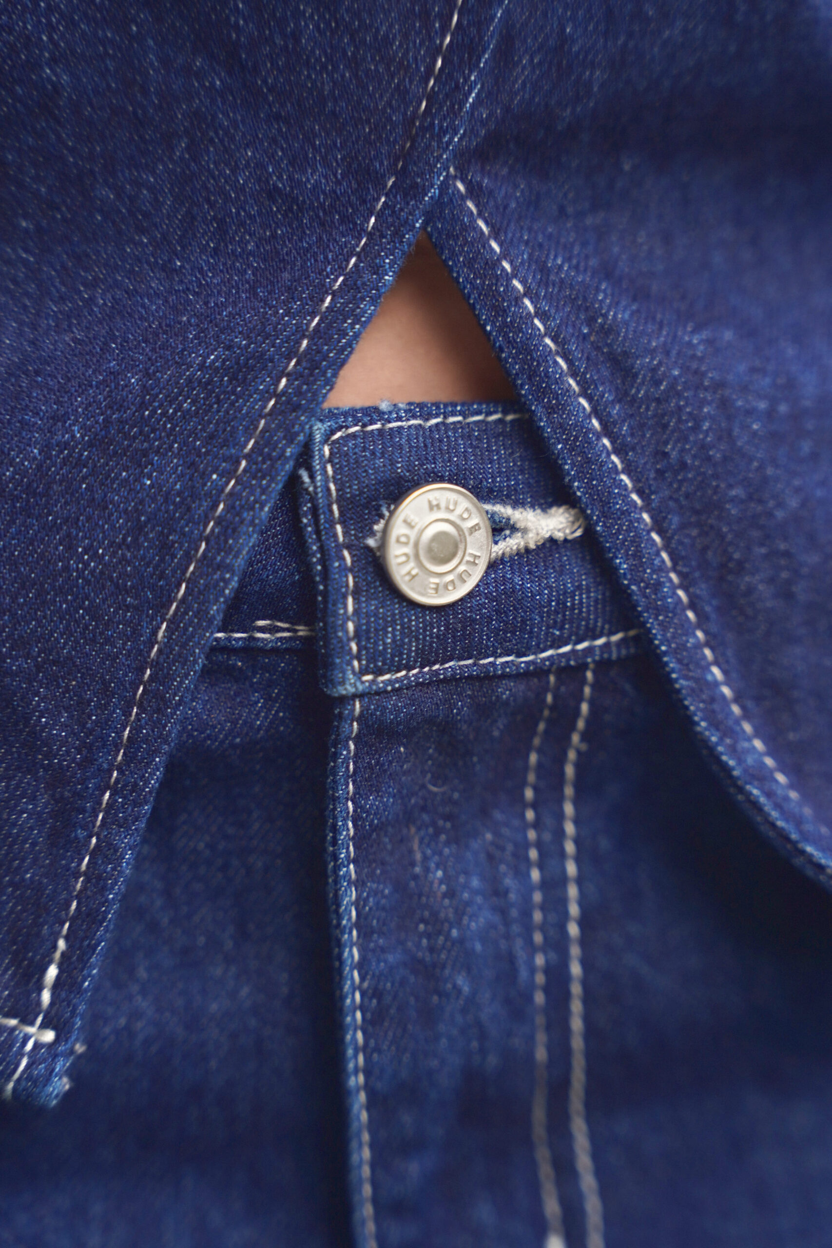 DARK BLUE CONTRAST STITCH JORTS - Image 4